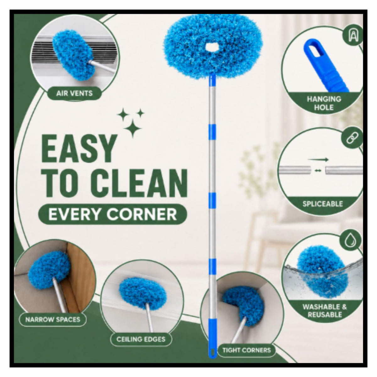 Fan Cleaner Brush with Long Rod