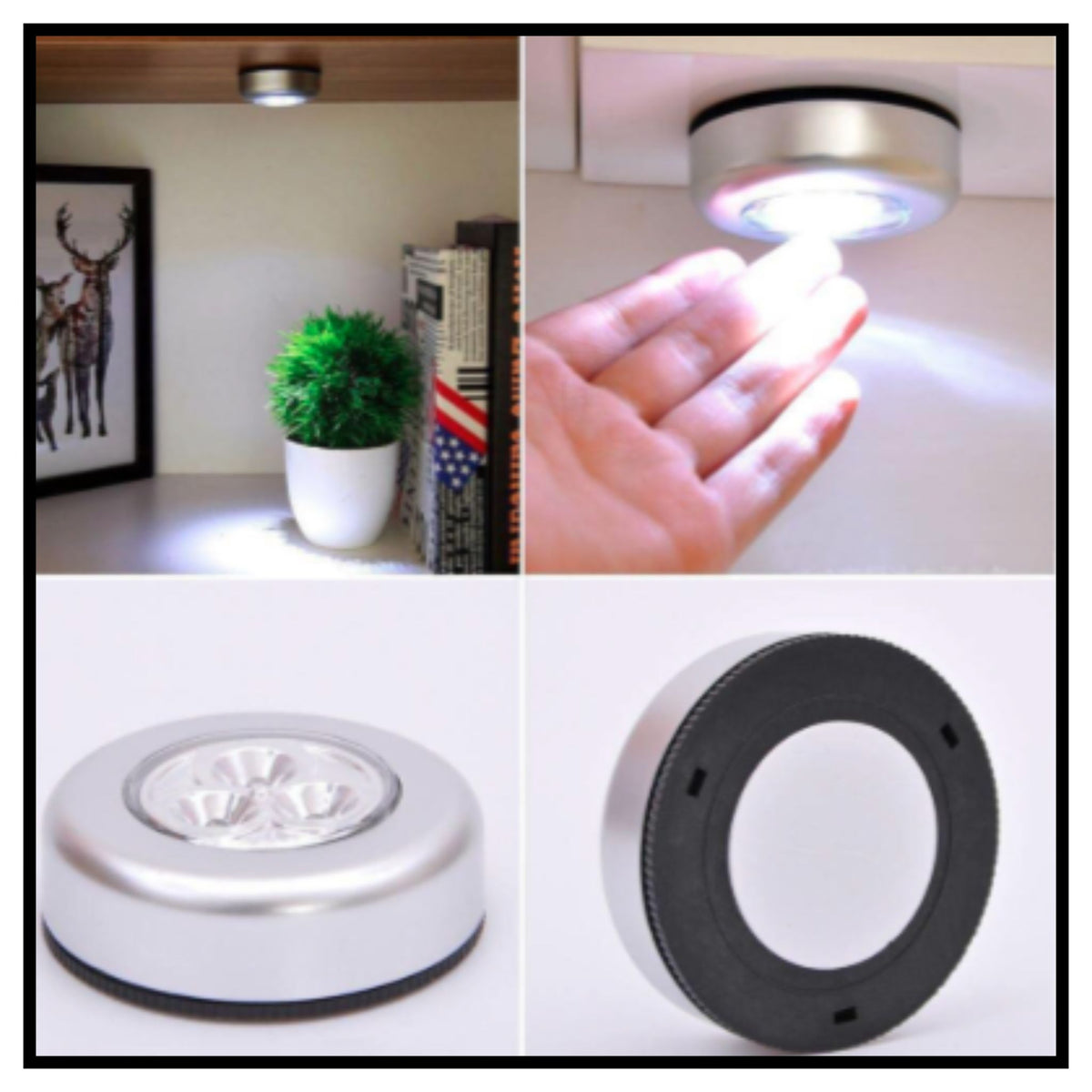 Touch Lamp Mini Round Emergency Light with Stick Tape for Home