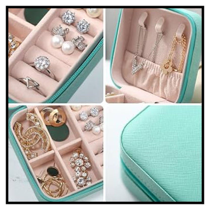 Leather Small Jewelry Box, Travel Portable Jewelry Case For Ring, Pendant, Earring, Necklace, Bracelet