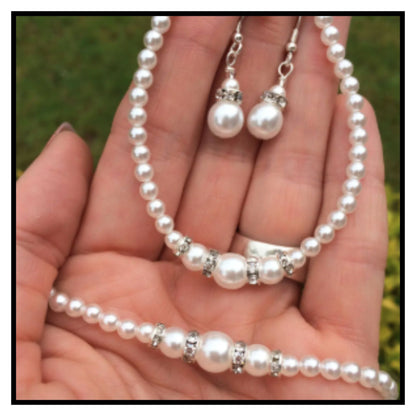 Pearl Studded & Beaded Jewellery Set with watch