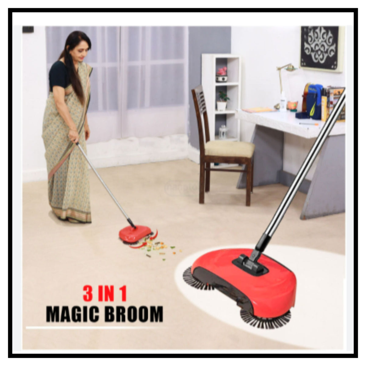 Floor Dust Cleaning MOP Broom with Dustpan Multi Functional Broom Machine for Home & Office