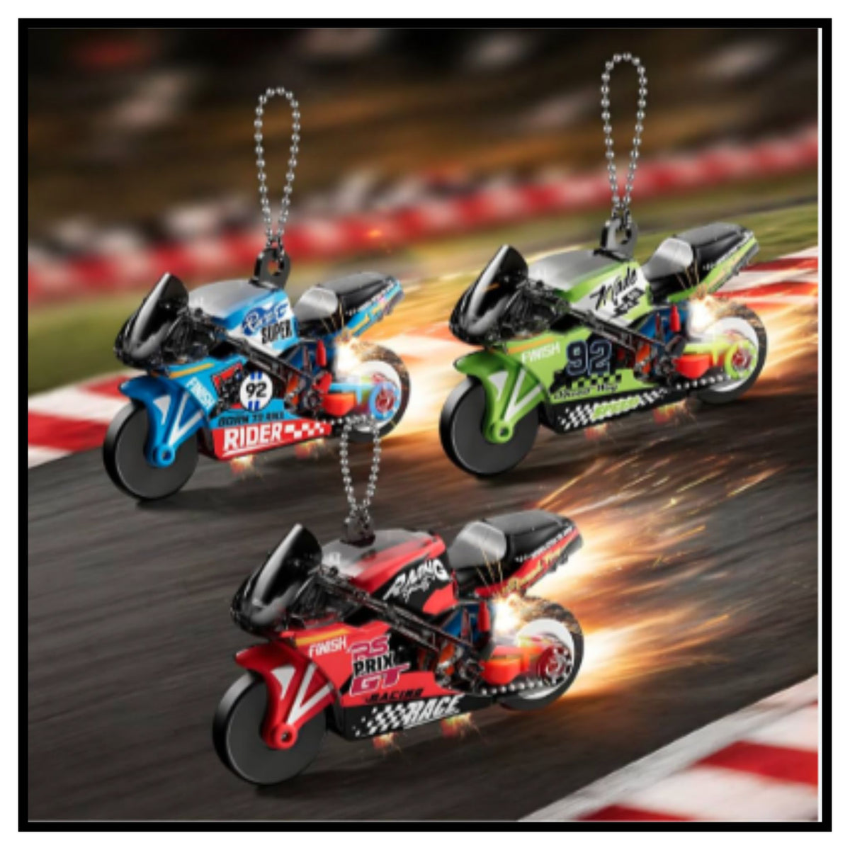 Pull Back Stunt Bike Toy with LED Light & Spark Effect
