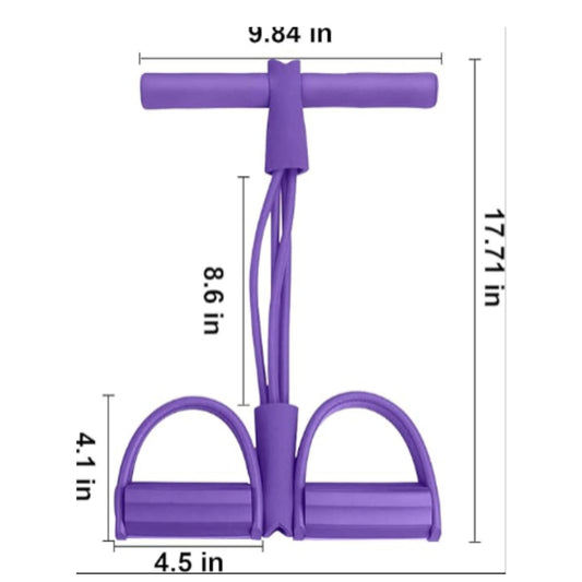 8 Tube Pedal Resistance Band Trainer Purple - Multifunction Full Body Workout Equipment with Foam Handle and Non-Slip Pedals