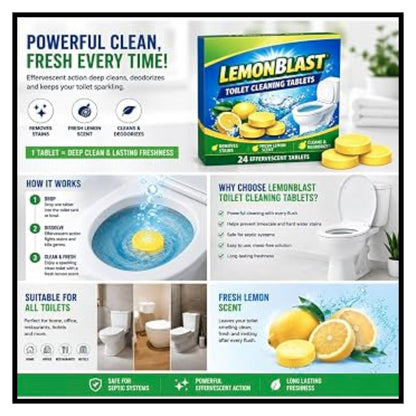 Lemon Blast Toilet Tablet 24Tablets (Pack of 2)