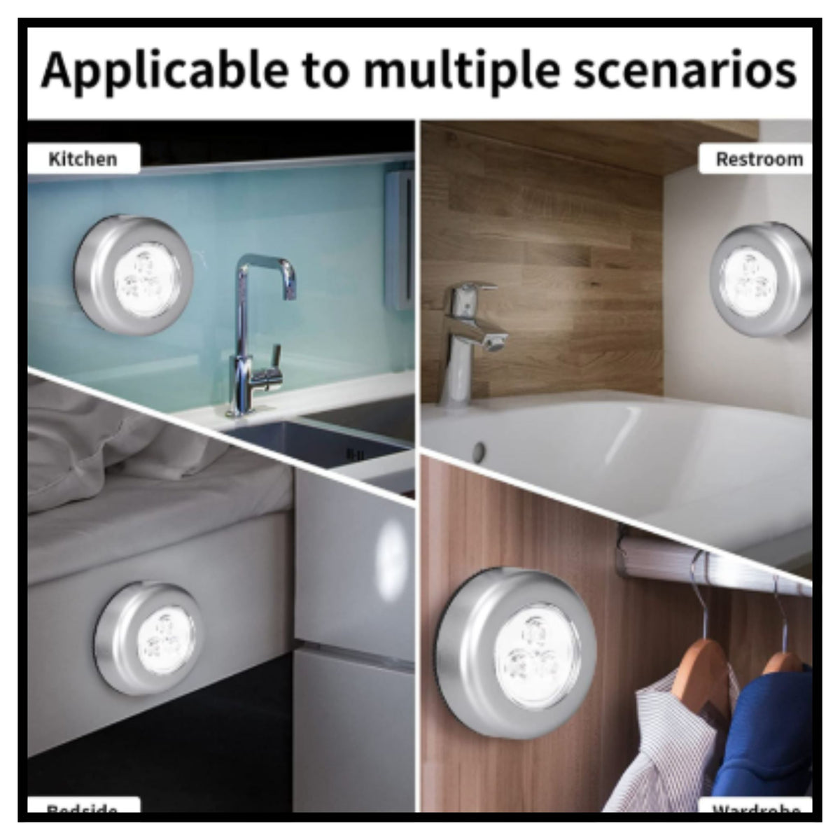 Touch Lamp Mini Round Emergency Light with Stick Tape for Home