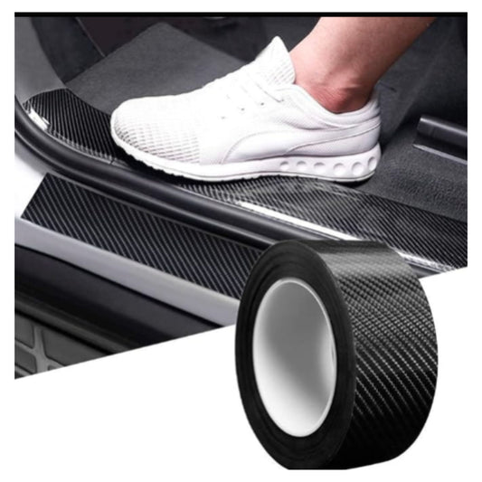 Black Carbon Fiber Car Door Sill Protection Tape Roll