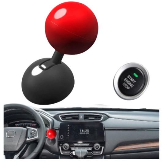 Red ball car push start button rocker with black base and engine start stop button for car interior dashboard