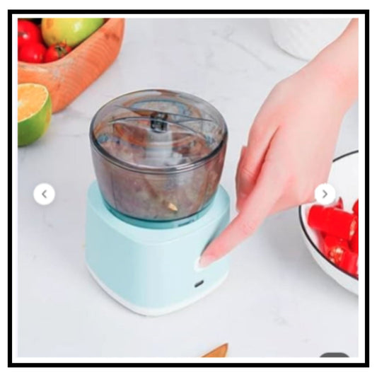 ⚡ Mini Electric Food Chopper – Light Blue Cordless Electric Chopper with Transparent Bowl Chopping Onions with One-Touch Button on Kitchen Counter