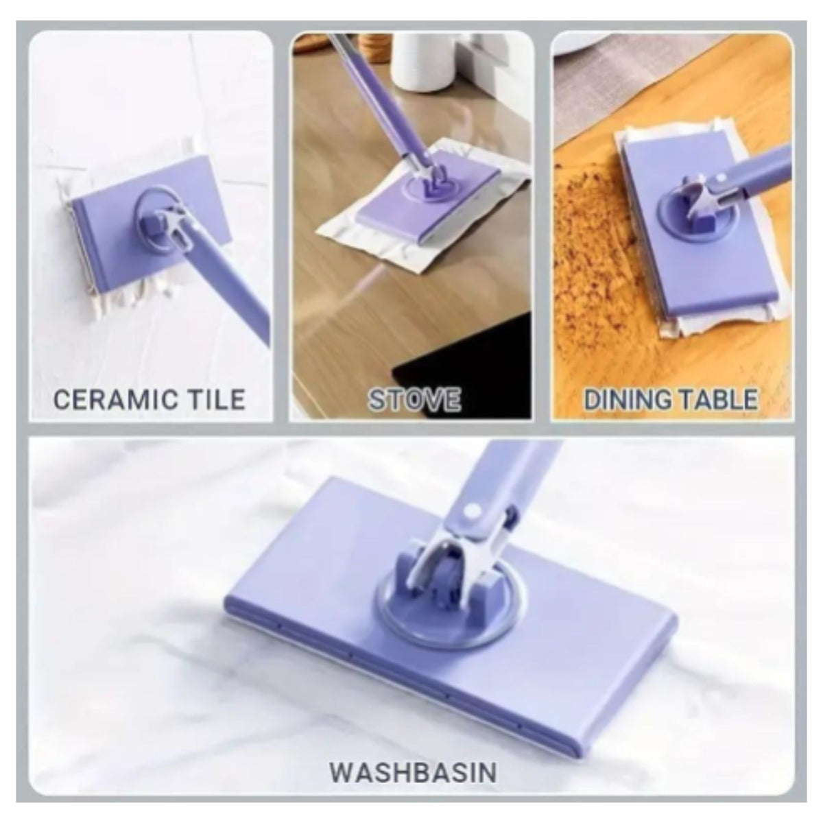 Purple Mini Mop Cleaning Ceramic Tile Stove Dining Table and Washbasin