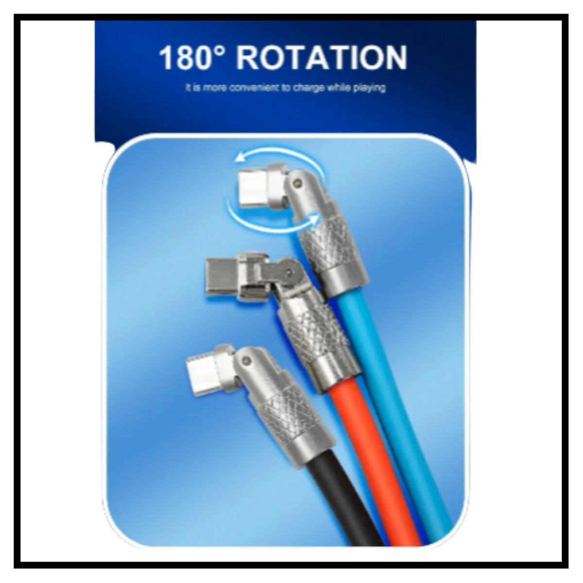 ⚡ Fast Charging Cable for Smartphone 180 Degree Rotation – Flexible Fast Charging and Data Cable for Gaming and Daily Use