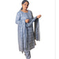 Woman Modeling Light Blue Cotton Printed Salwar Kameez With Dupatta - M Size - RS Home Tech
