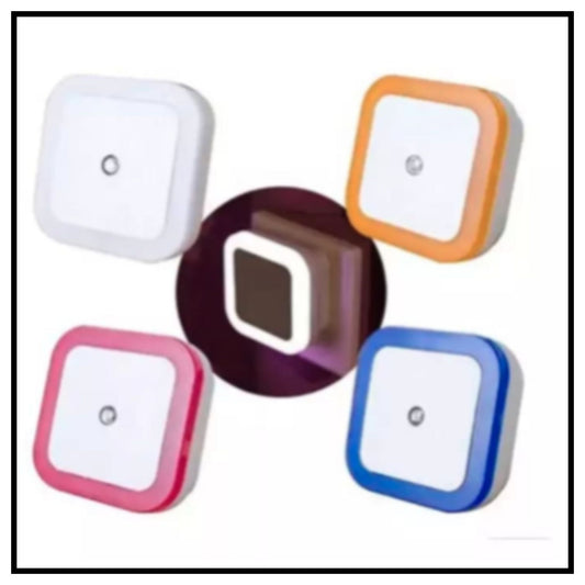 🌙 Night Lamp Sensor LED Light – Colorful Square Plug-in Night Light with Light Sensor Glowing in Dark – 4 Colors White Orange Pink Blue