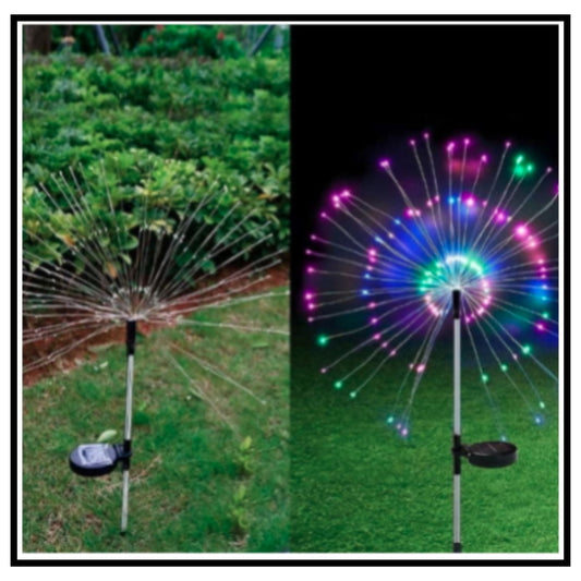 🪔 7 Colors Solar Dandelion Light – Day and Night View Colorful Gradient Solar Garden Stake Light with Firework Design Glowing in Lawn