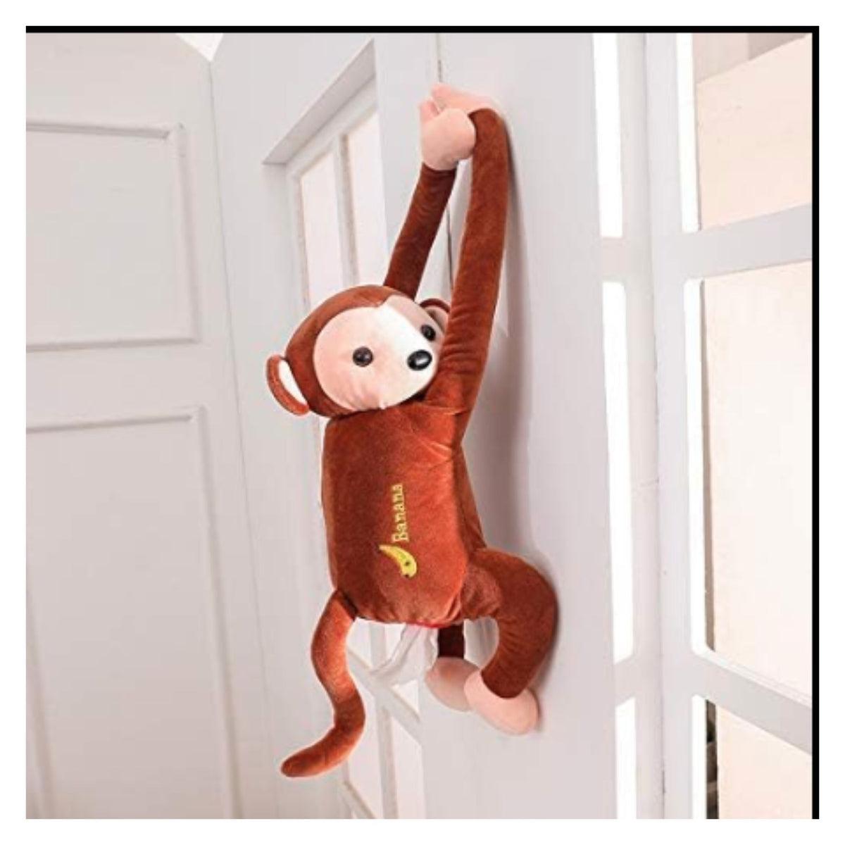 Cute Brown Monkey Hanging Tissue Paper Holder Box