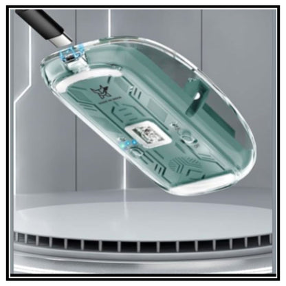 🖱️ Transparent Wireless Bluetooth Mouse – Green Transparent Rechargeable Wireless Mouse with Visible Circuit Inside Showing Dual Mode Design