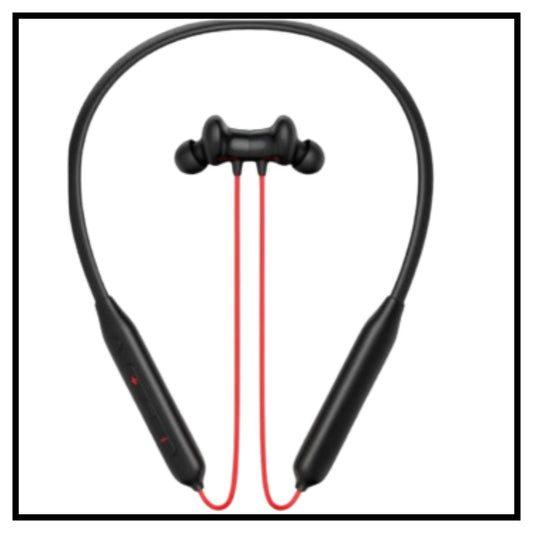 🎧 Bluetooth Wireless Neckband Earphones – Black and Red Neckband with Bluetooth Connectivity and Built-in Microphone