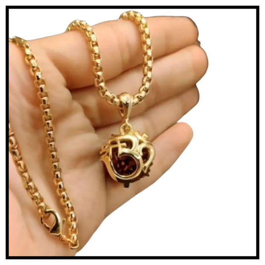 🕉️ Rudraksha Om Pendant with Chain – Gold Chain Necklace with Om Design and Rudraksha Bead for Men and Women