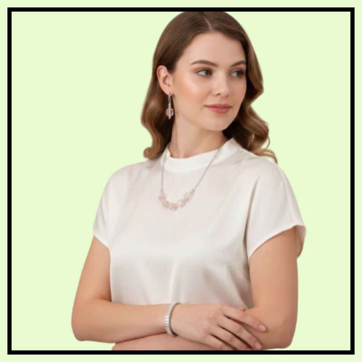 💎 Silver Plated Artificial Stones Studded Jewellery Set – Elegant Silver Necklace, Earrings and Bracelet Set for Women