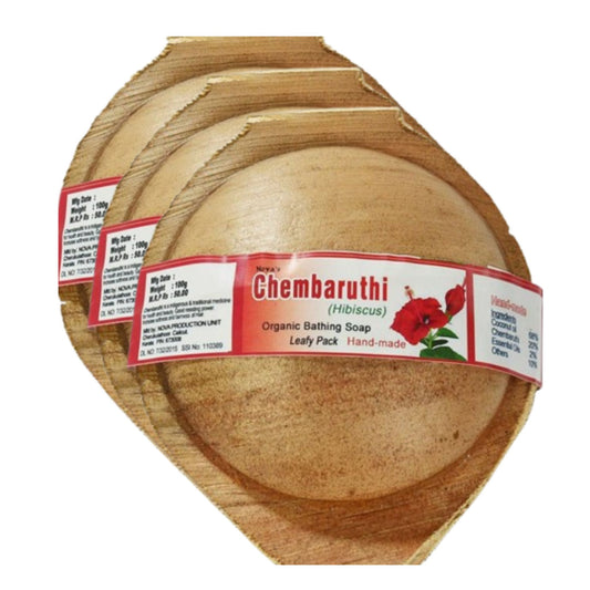 chembaruthi hibiscus 100gm pala coconut oil handmade natural pure soap pack of 3 organic bathing