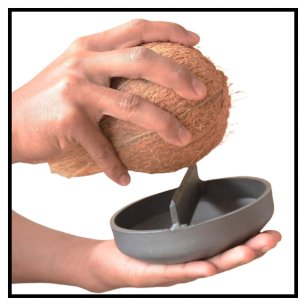 Hand press coconut breaker tool for easy coconut opening in kitchen