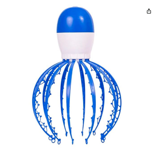 Electric Octopus Claw Scalp Massager Blue - Stress Relief Therapeutic Head Scratcher for Relaxation