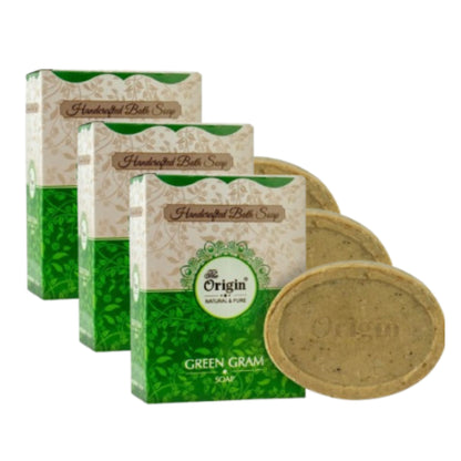 green gram 125gm coconut oil handmade natural pure soap pack of 3 exfoliating
