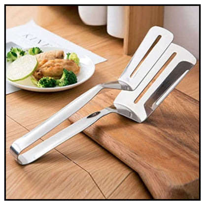 Heat resistant multipurpose kitchen frying turner serving spatula and tong tool