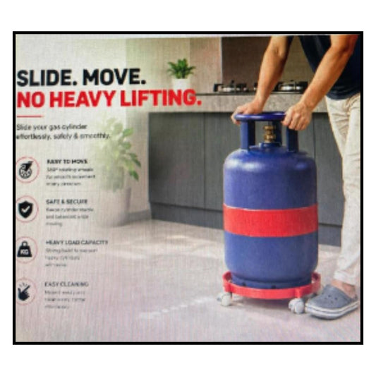 Heavy durable plastic gas cylinder trolley roller with white wheels movable stand