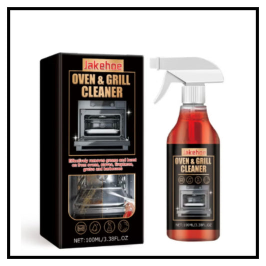 Jakehoe Oven and Grill Cleaner spray bottle with red liquid and black retail box on white background