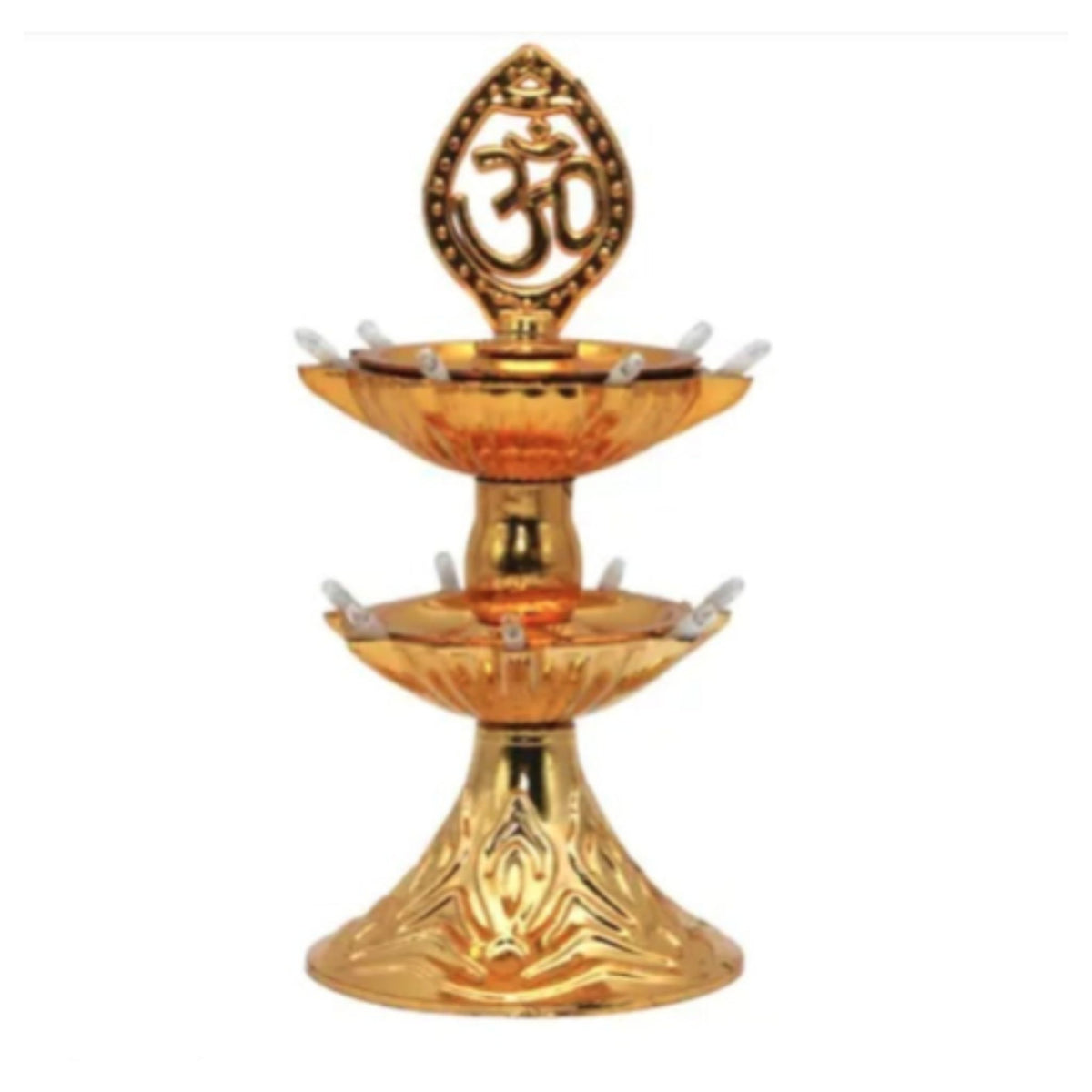 jyoti diya golden om design pooja diya for home temple festivals