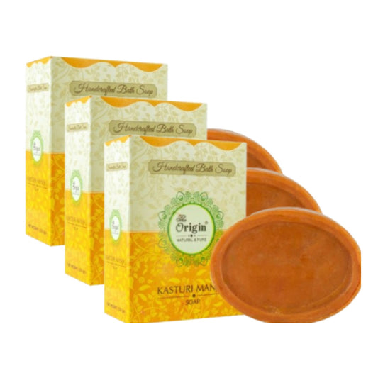 kasturi manjal 125gm coconut oil handmade natural pure soap pack of 3 skin brightening