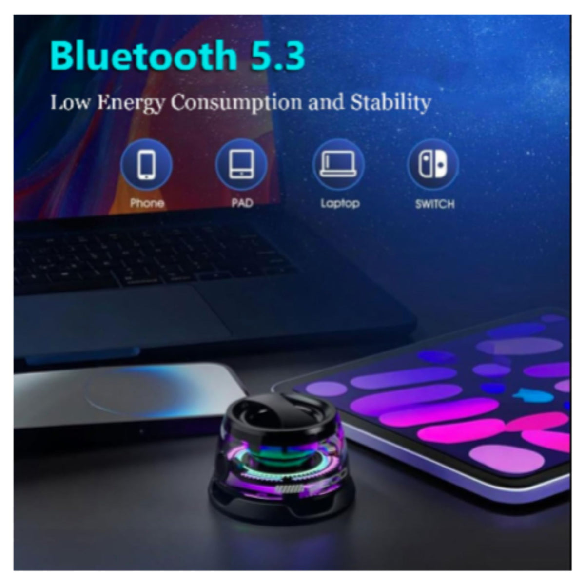 G200 Magnetic Bluetooth 5.3 Mini Speaker - Portable RGB Light Speaker with Powerful Bass for Travel