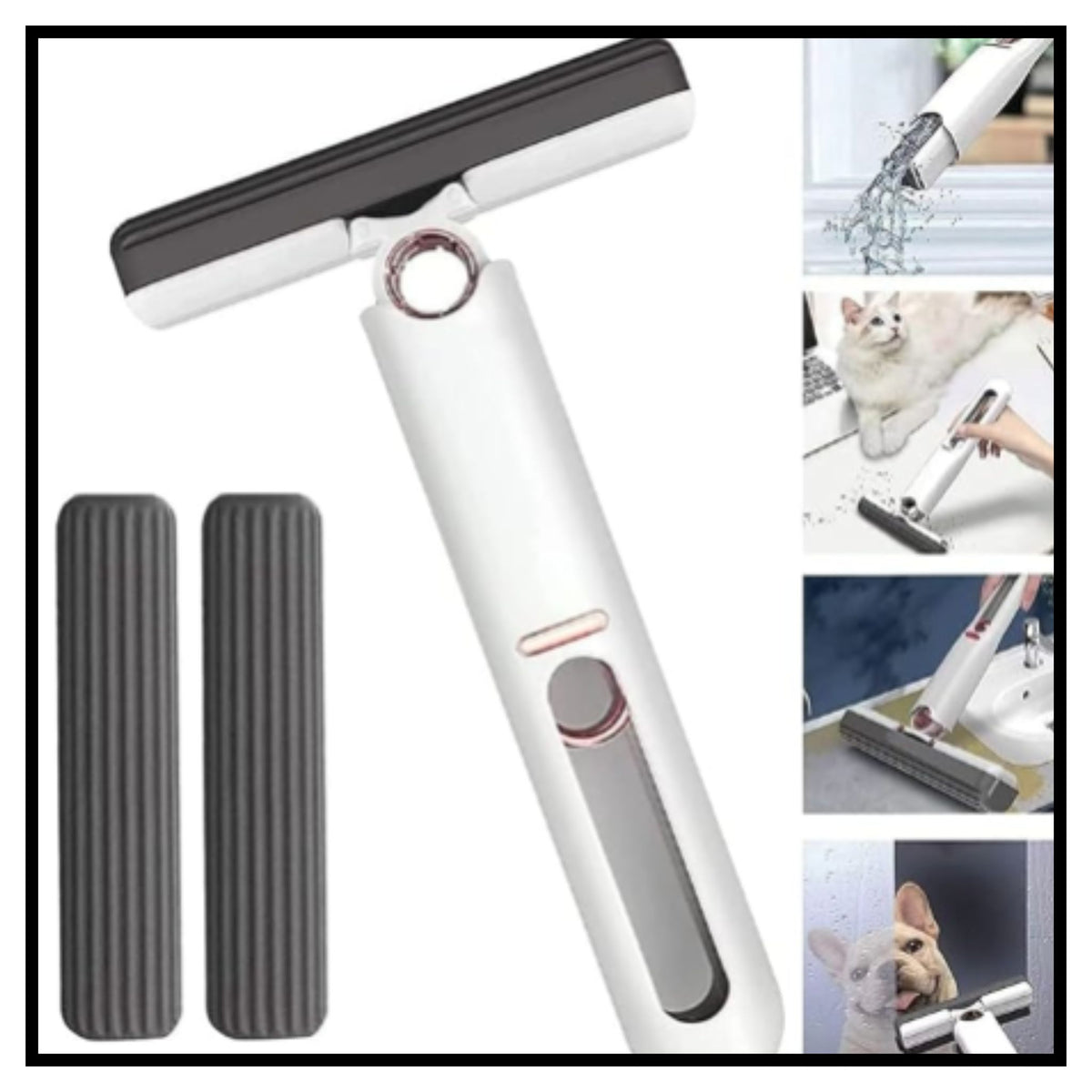 Mini mop with self squeeze and 2 sponges for kitchen floor glass car cleaning