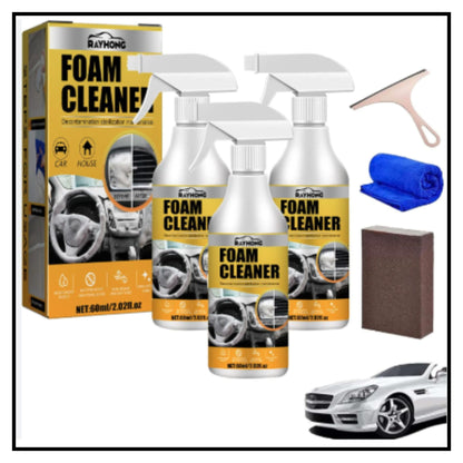 Multi purpose foam cleaner for car interior and home surfaces