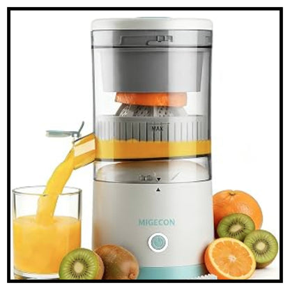 Portable electric citrus juicer migecon extracting orange juice with fruits