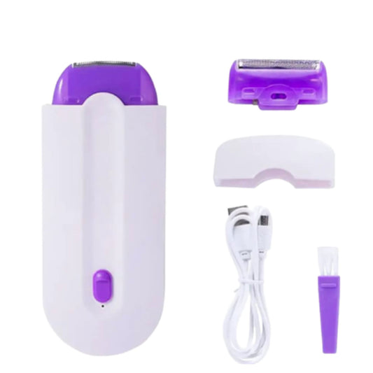 Portable Ladies Hair Remover Trimmer White Purple - Rechargeable Hair Removal Device for Smooth Skin