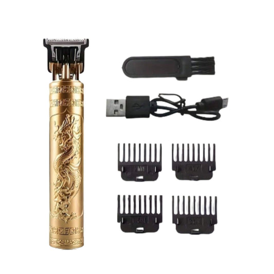 Professional Gold Dragon Electric Hair Trimmer for Men Beard Shaver with 4 Combs USB Charging Pack of 2
