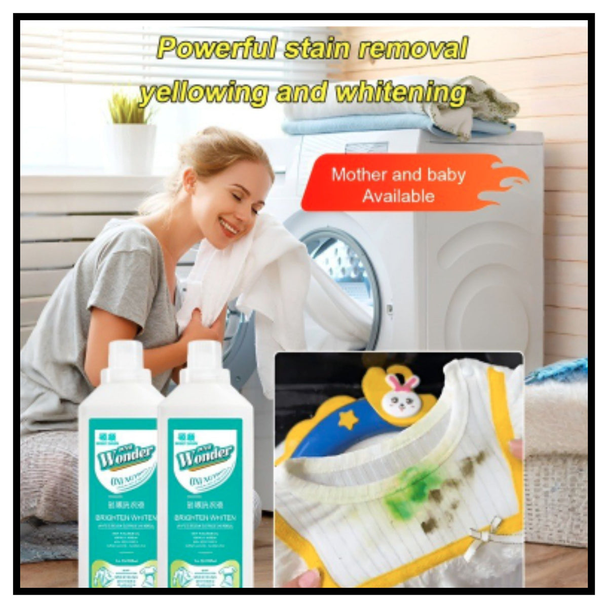 Stain removal and brightness enhancement detergent pack of 2 for clothes laundry