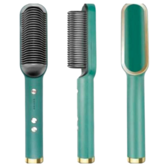 SUPERSQUAD Hair Straightener Brush Green - Electric Comb Brush for Fast Hair Straightening and Styling