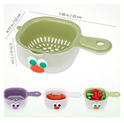 vegetable and fruit washing bowl with handle built in drainage strainer colander kitchen tool